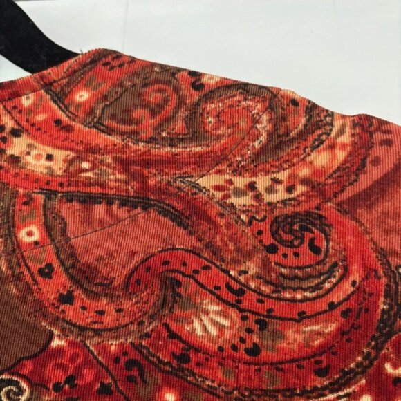 Chico's Travelers Size‎ 2 Orange Brown Paisley Open Front Cardigan Chicos Large - Picture 9 of 11